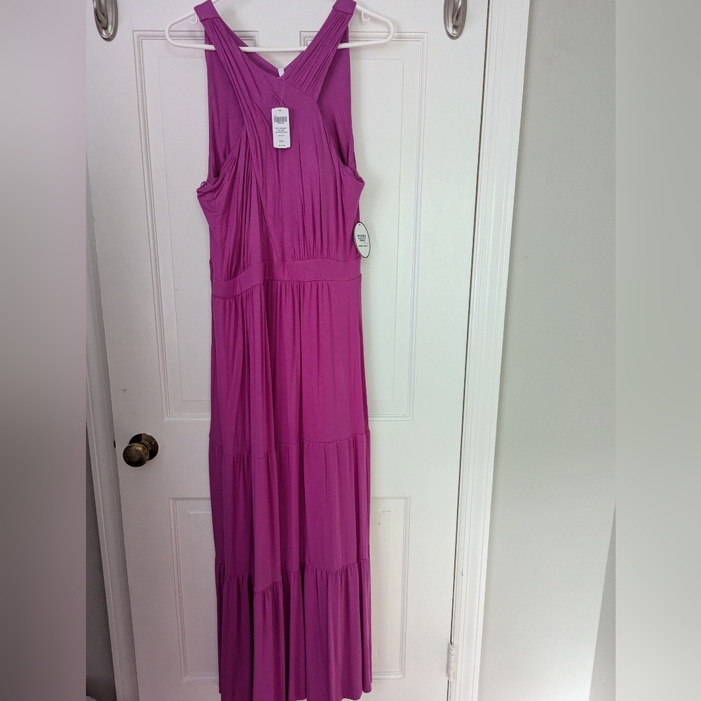 Soma soft jersey halter maxi dress bright pink size L